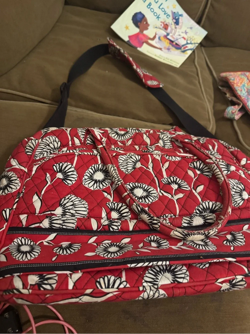 Vera Bradley Red Quilted Floral Laptop Bag